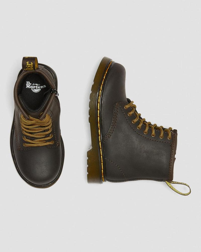 Kids' Dr Martens Toddler 1460 Wildhorse Leather Lace Up Boots Dark / Brown | AU 706OKI